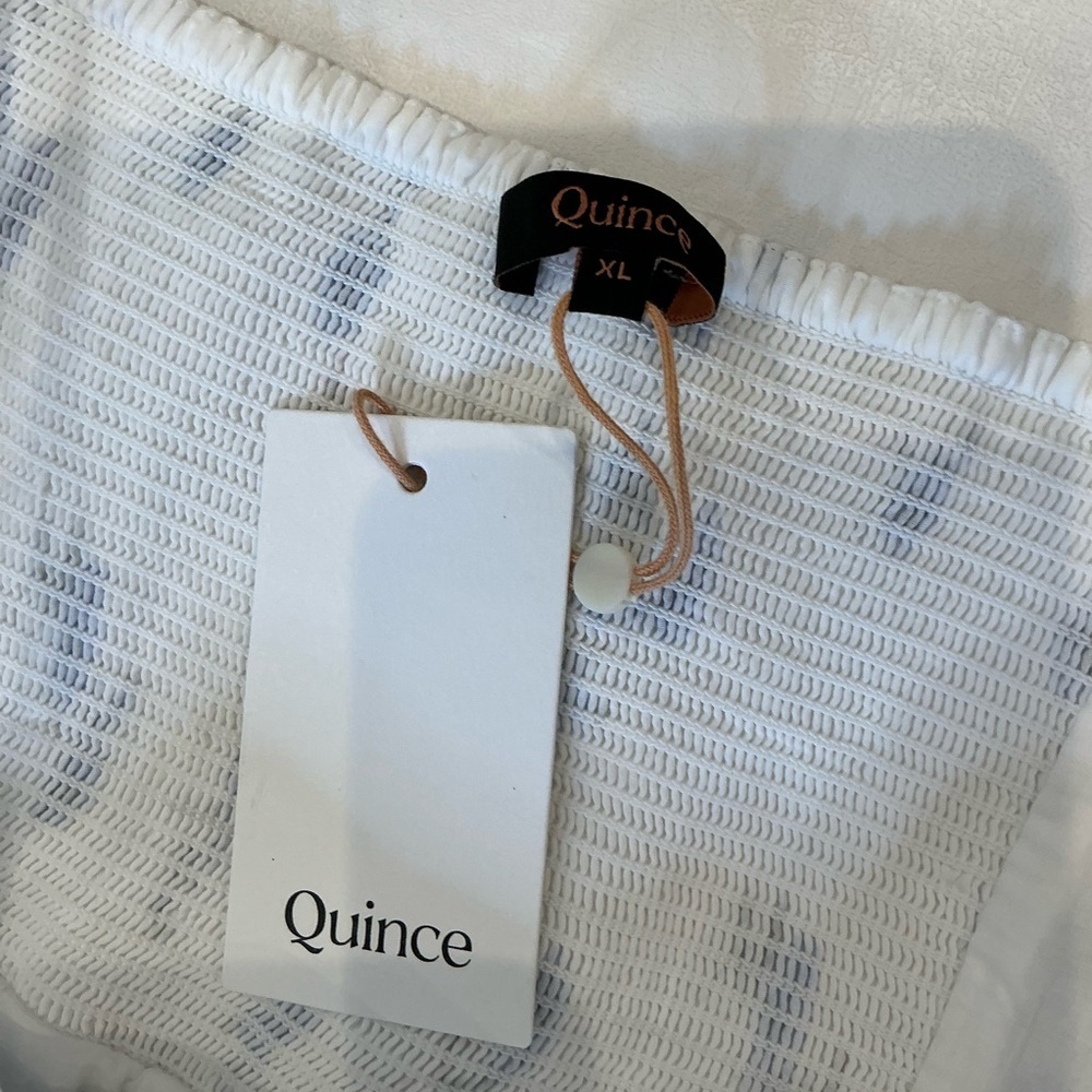 Quince White Midi Sundress with Blue Floral Print Organic Cotton - Picture 15 of 16